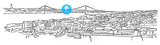 Lisbon, Portugal, Panorama Sketch – instant download