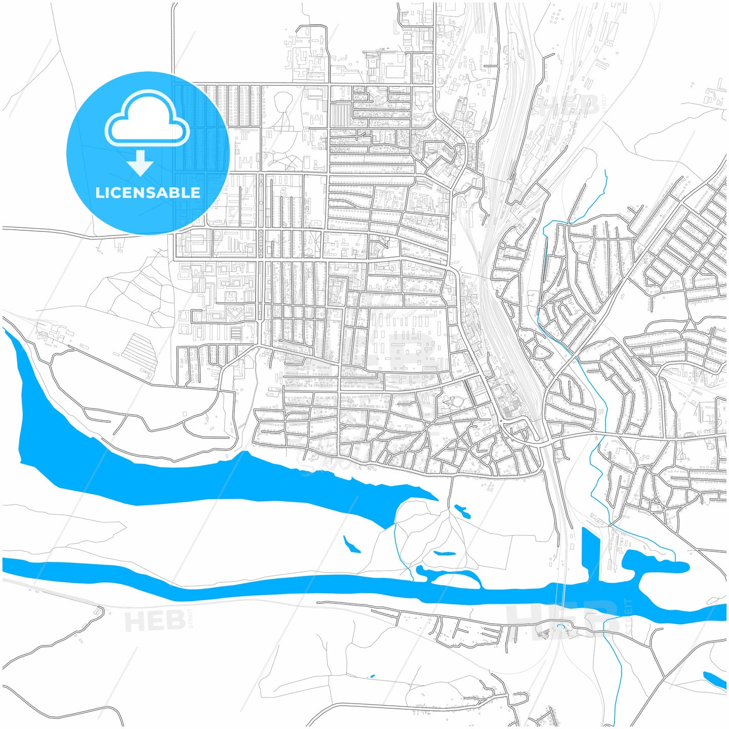 Liski, Voronezh Oblast, Russia, city map with high quality roads.