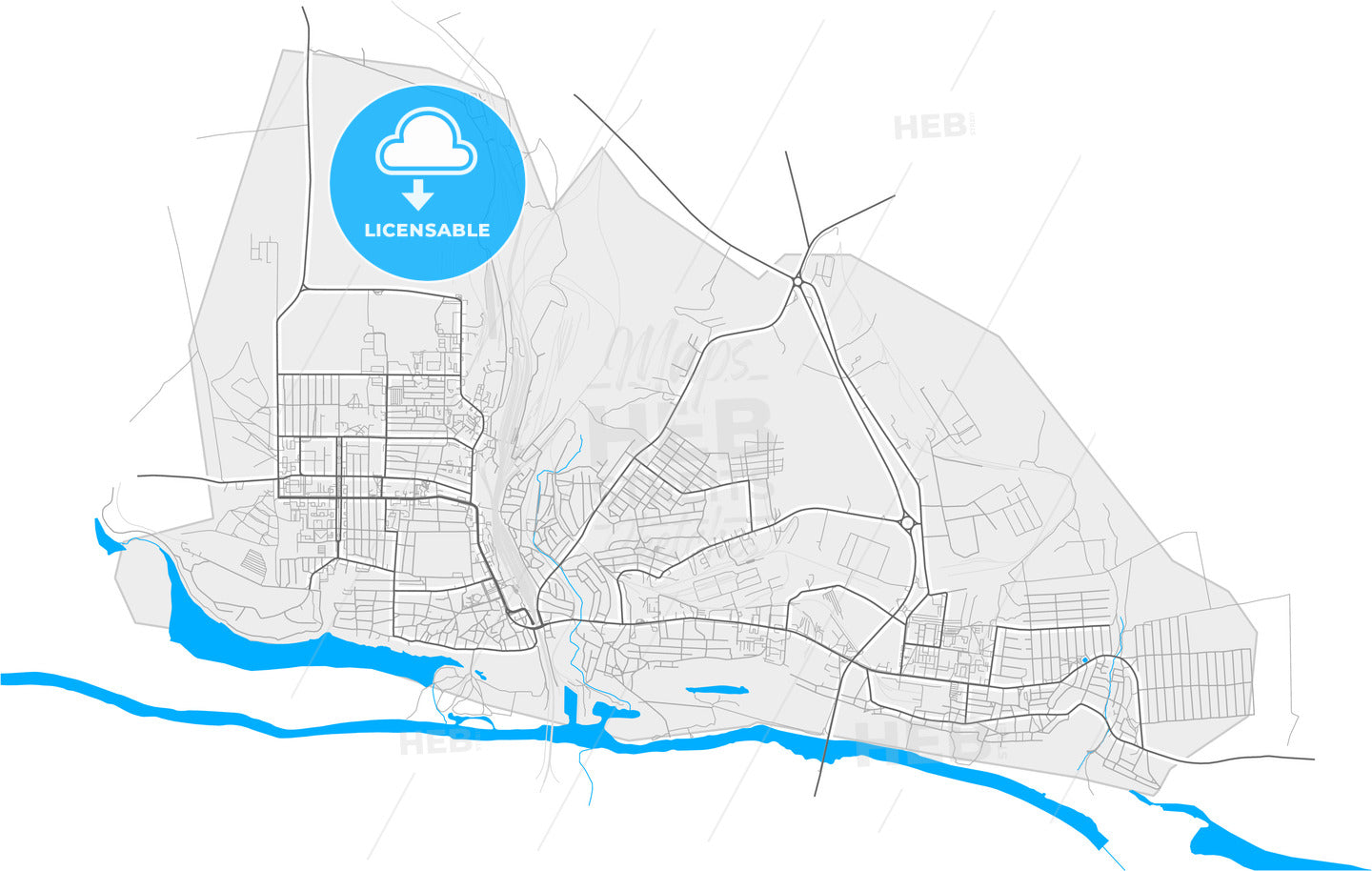 Liski, Voronezh Oblast, Russia, high quality vector map