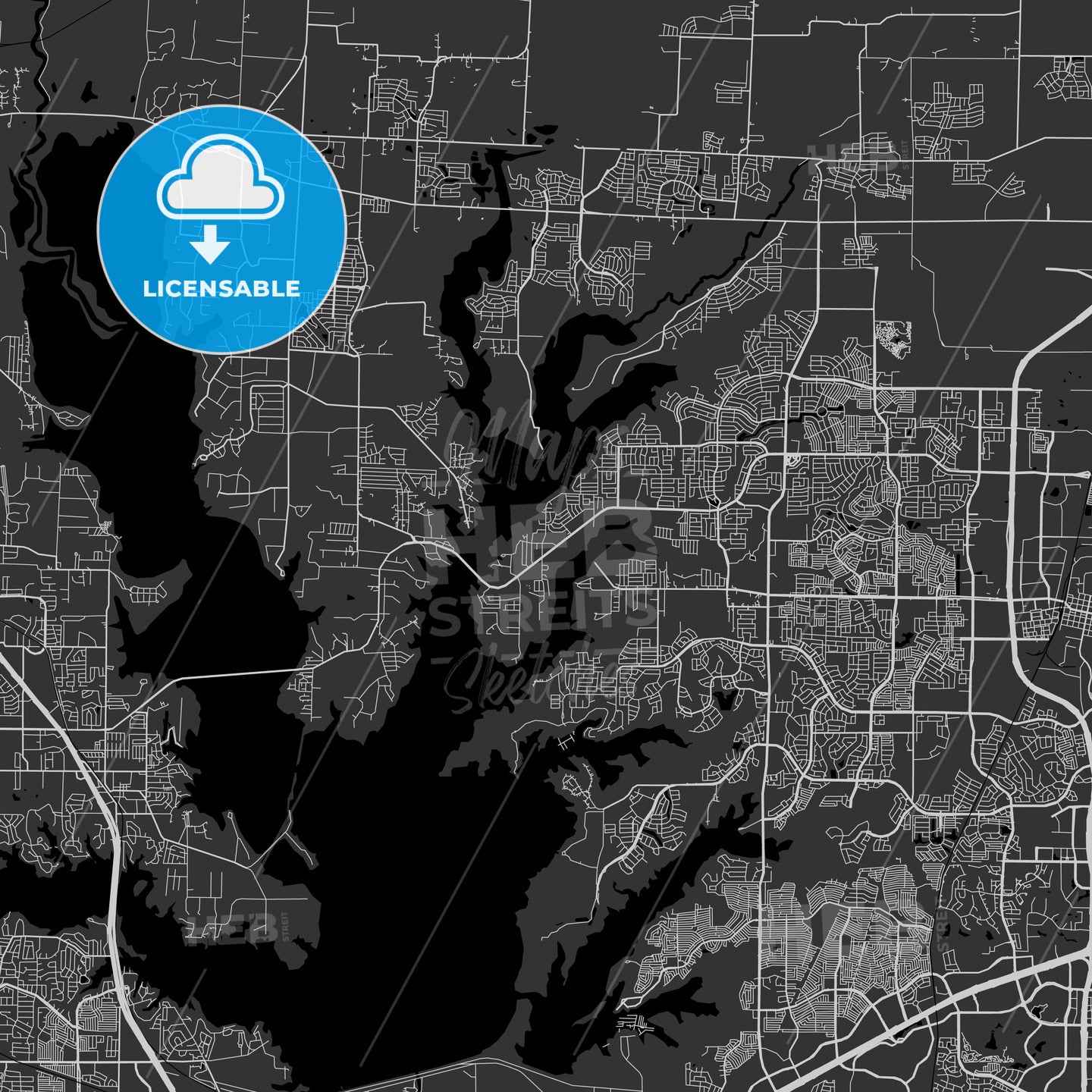 Little Elm, Texas - Area Map - Dark