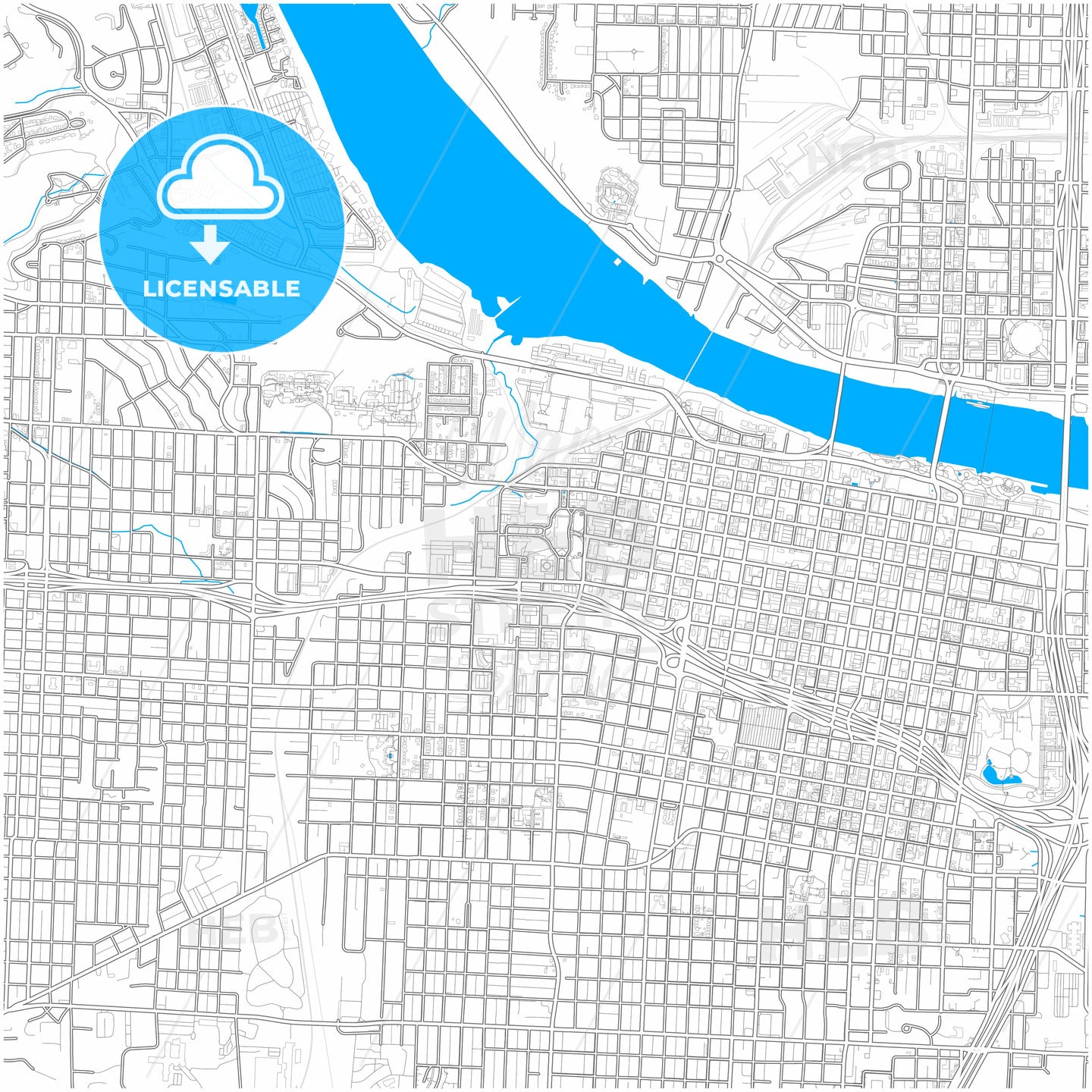 Little Rock, Arkansas, United States, city map with high quality roads.