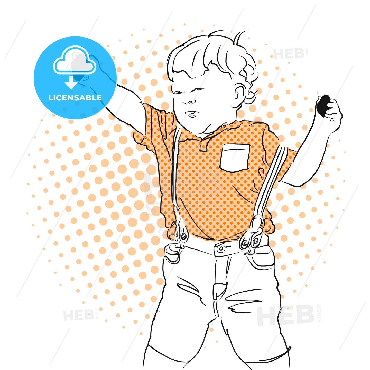 Little cute boy throw rocks. – instant download