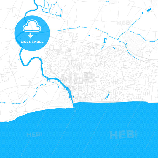 Littlehampton, England PDF vector map with water in focus