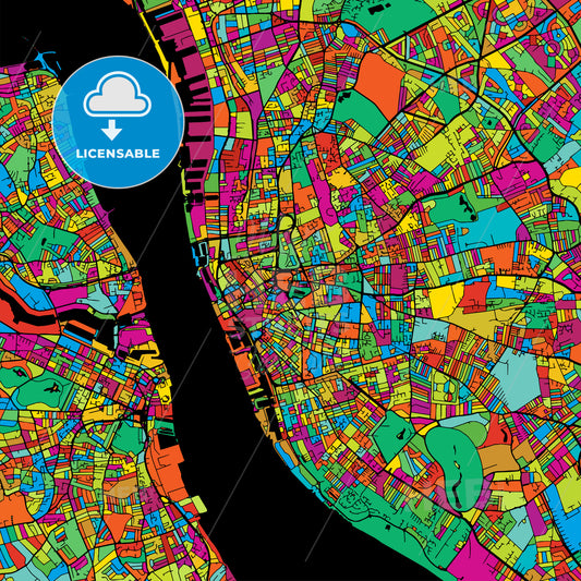 Liverpool Colorful Vector Map on Black