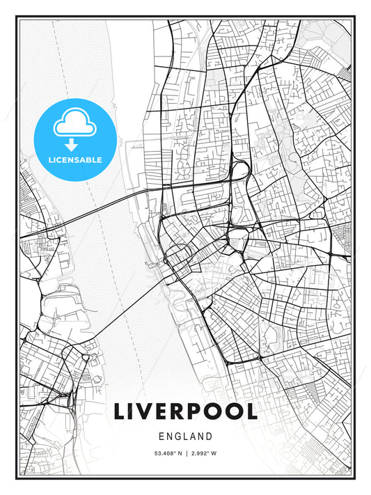 Liverpool, England, Modern Print Template in Various Formats - HEBSTREITS Sketches