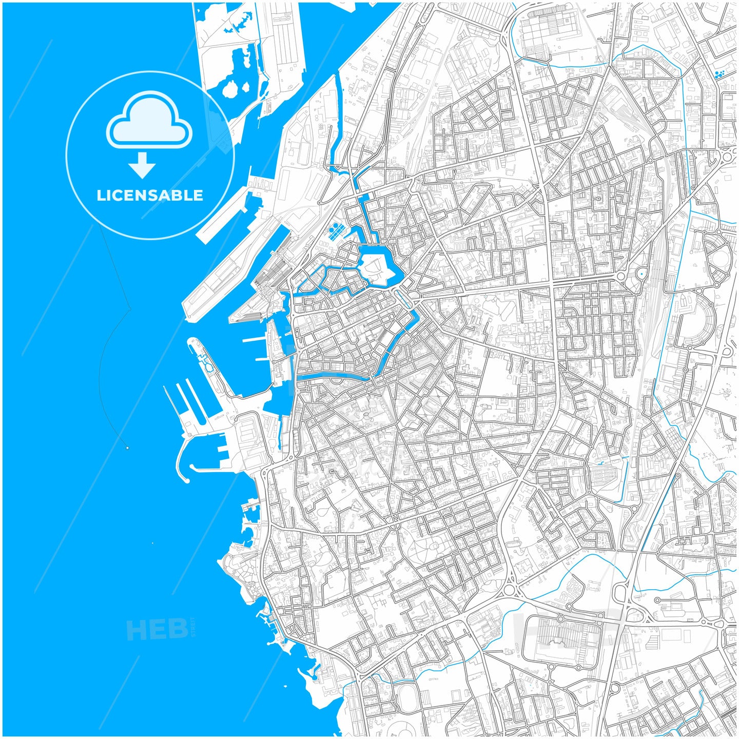 Livorno, Tuscany, Italy, city map with high quality roads.