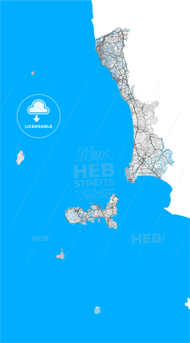 Livorno, Tuscany, Italy, high quality vector map