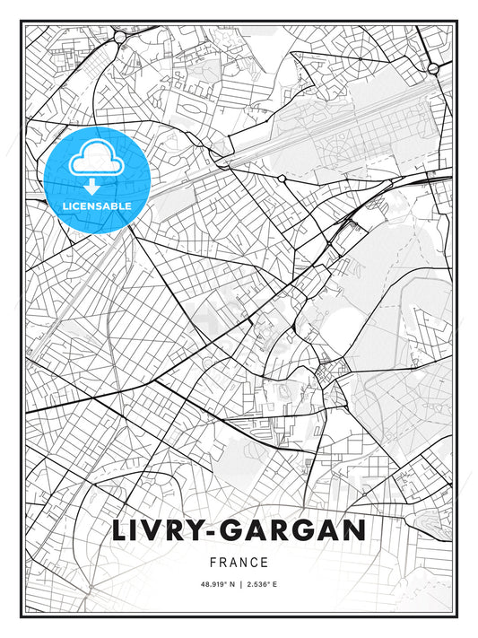 Livry-Gargan, France, Modern Print Template in Various Formats - HEBSTREITS Sketches