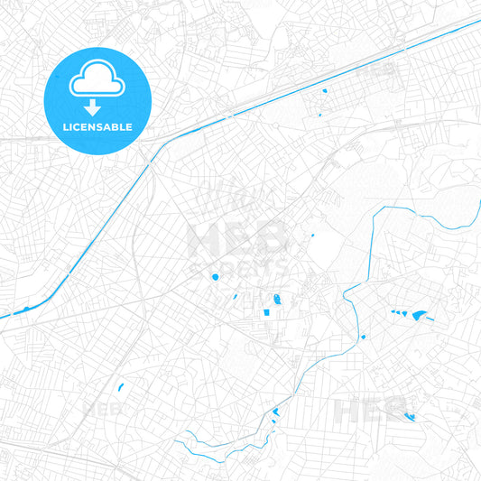 Livry-Gargan, France PDF vector map with water in focus