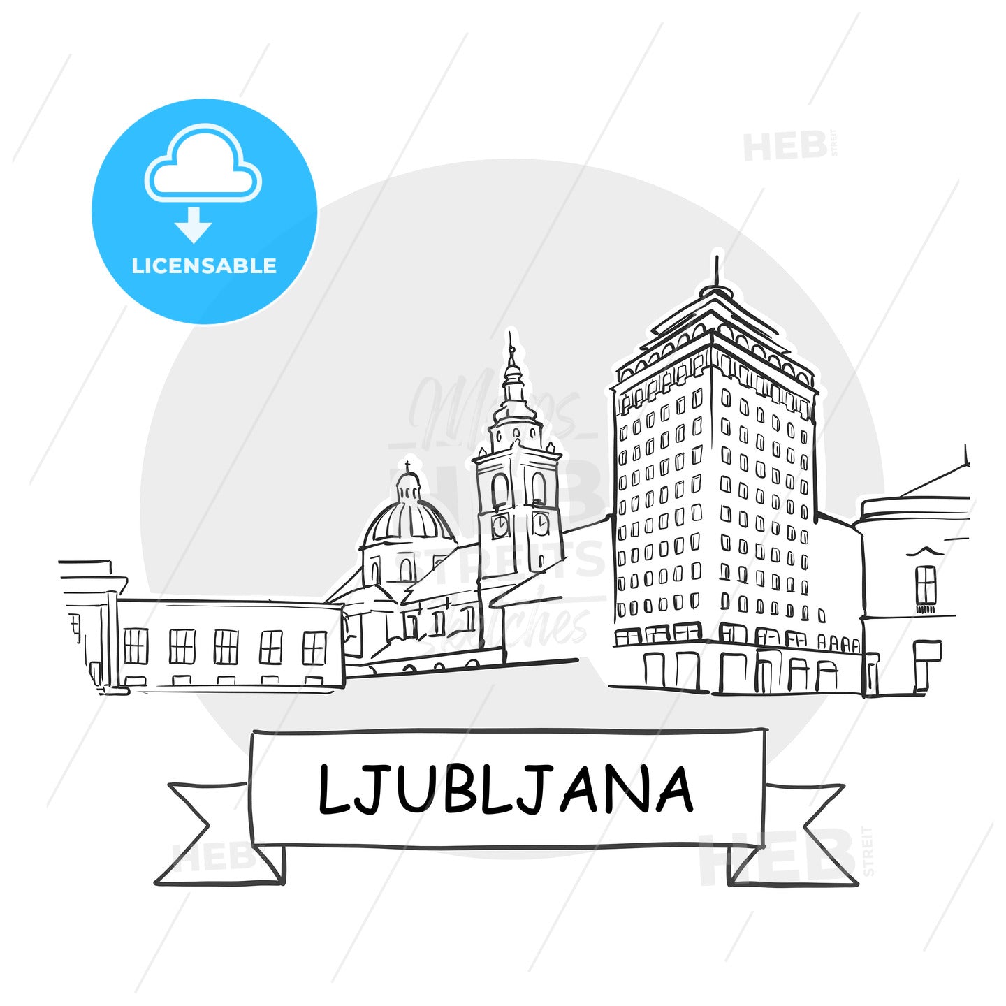 Ljubljana Cityscape Vector Sign – instant download