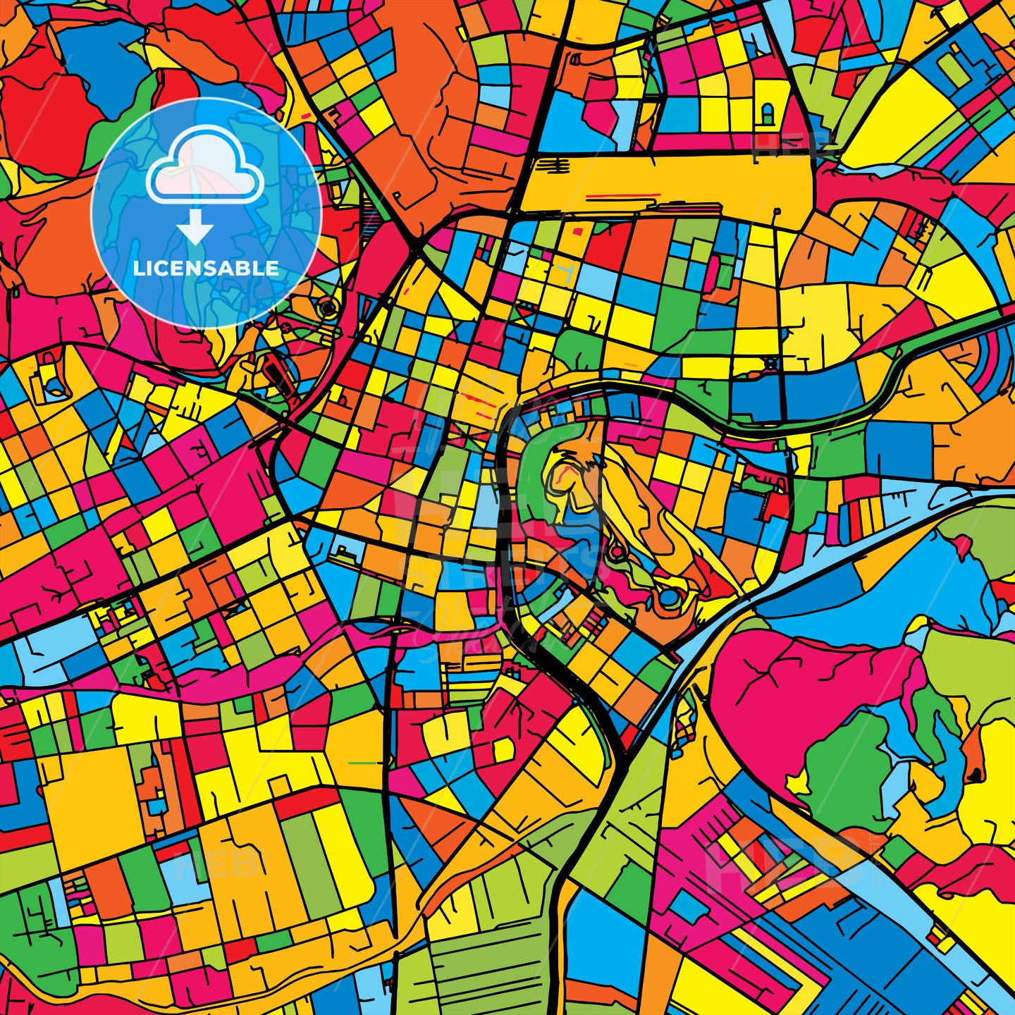 Ljubljana Slovenia Colorful Map