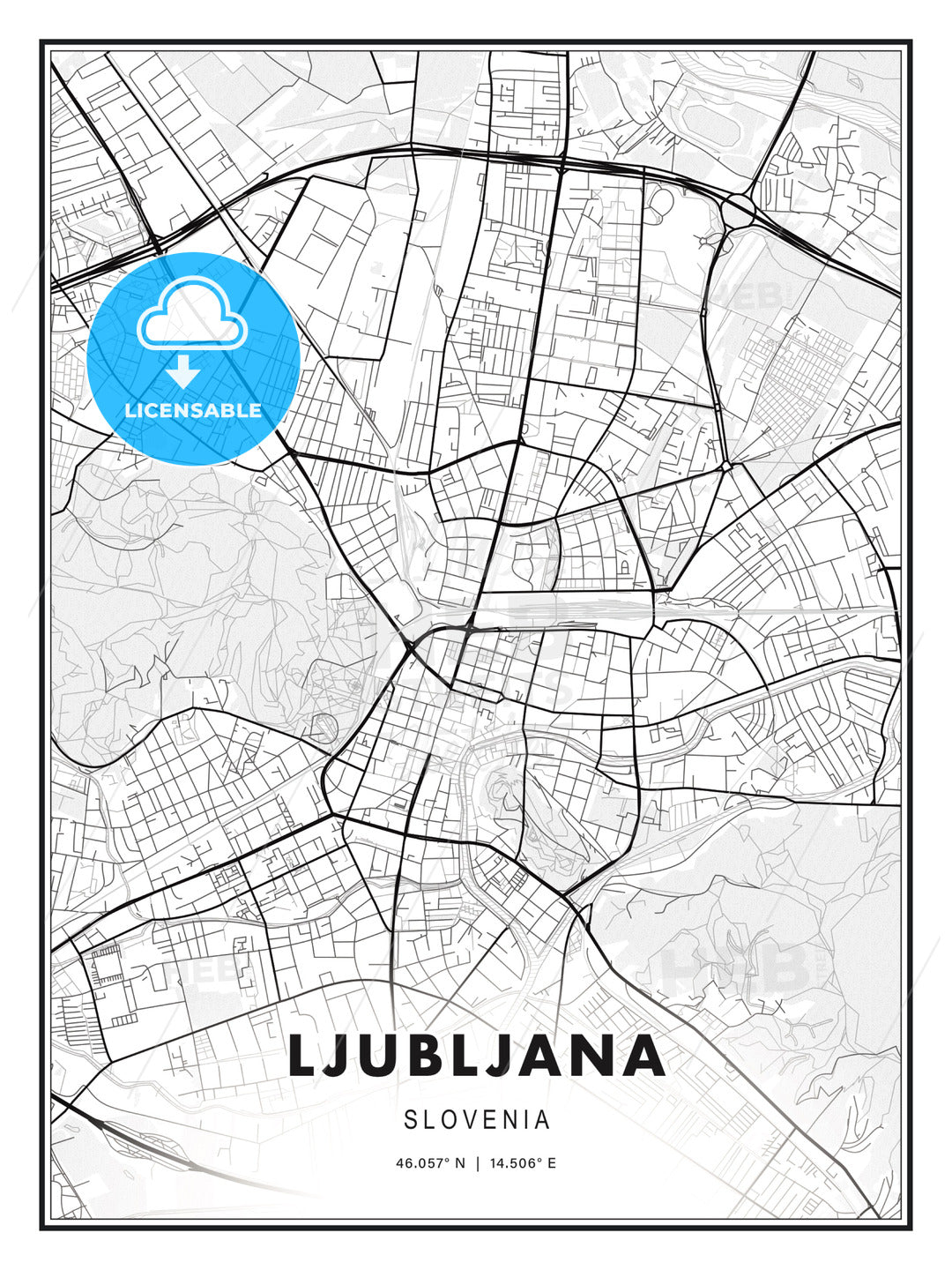Ljubljana, Slovenia, Modern Print Template in Various Formats - HEBSTREITS Sketches