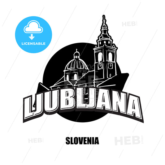 Ljubljana Slovenia black and white logo – instant download