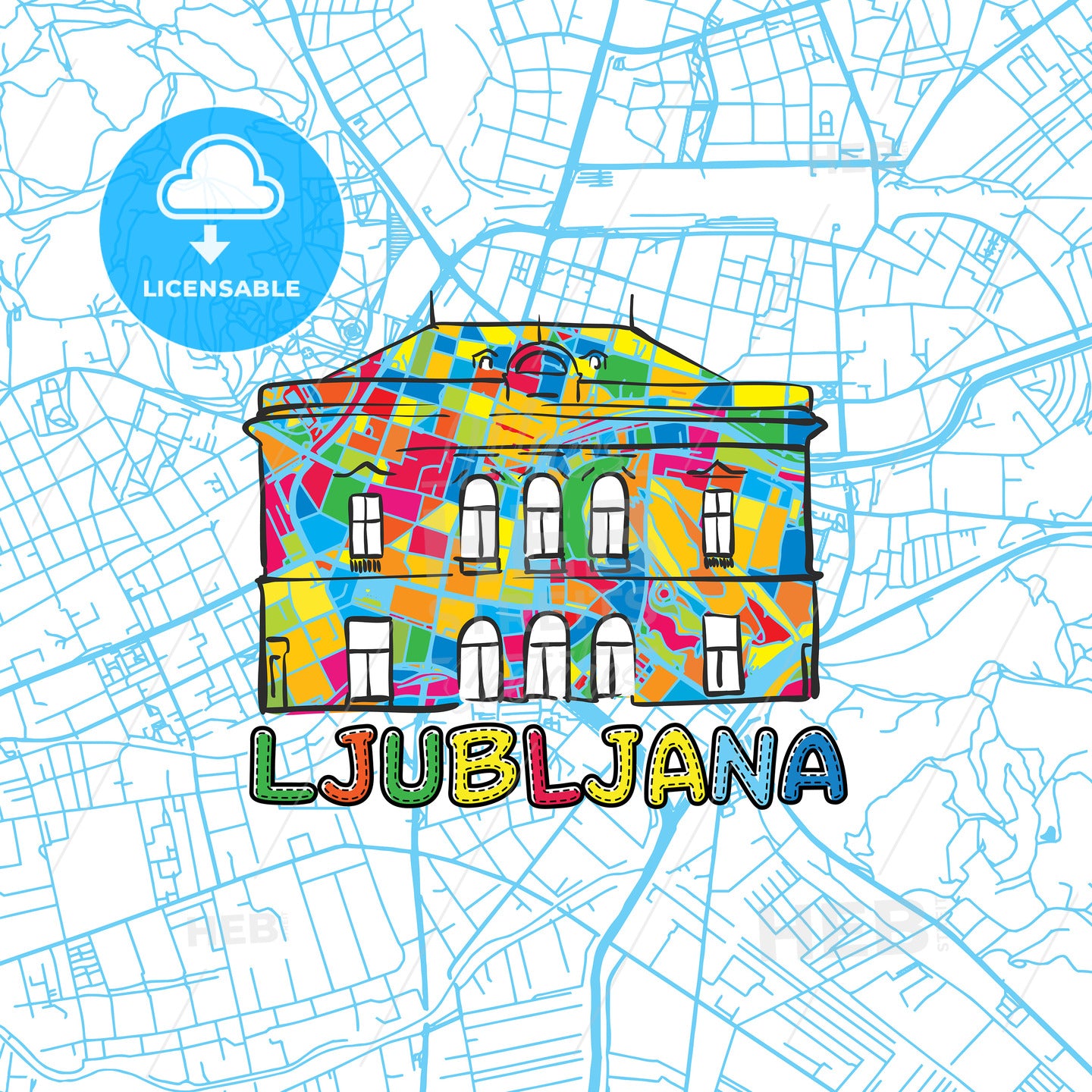 Ljubljana Travel Art Map