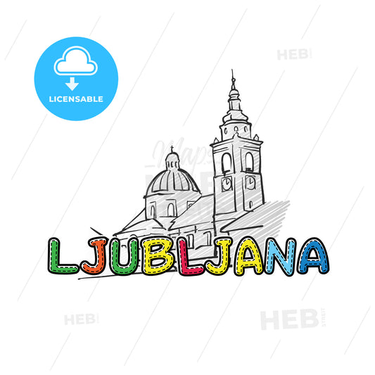 Ljubljana beautiful sketched icon – instant download