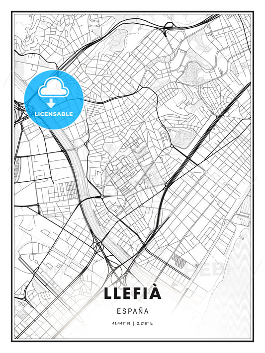 Llefià, Spain, Modern Print Template in Various Formats - HEBSTREITS Sketches