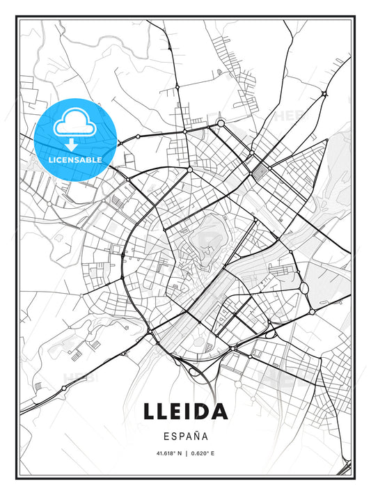 Lleida, Spain, Modern Print Template in Various Formats - HEBSTREITS Sketches