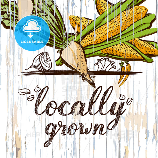 Locally grown illustration on wood – instant download