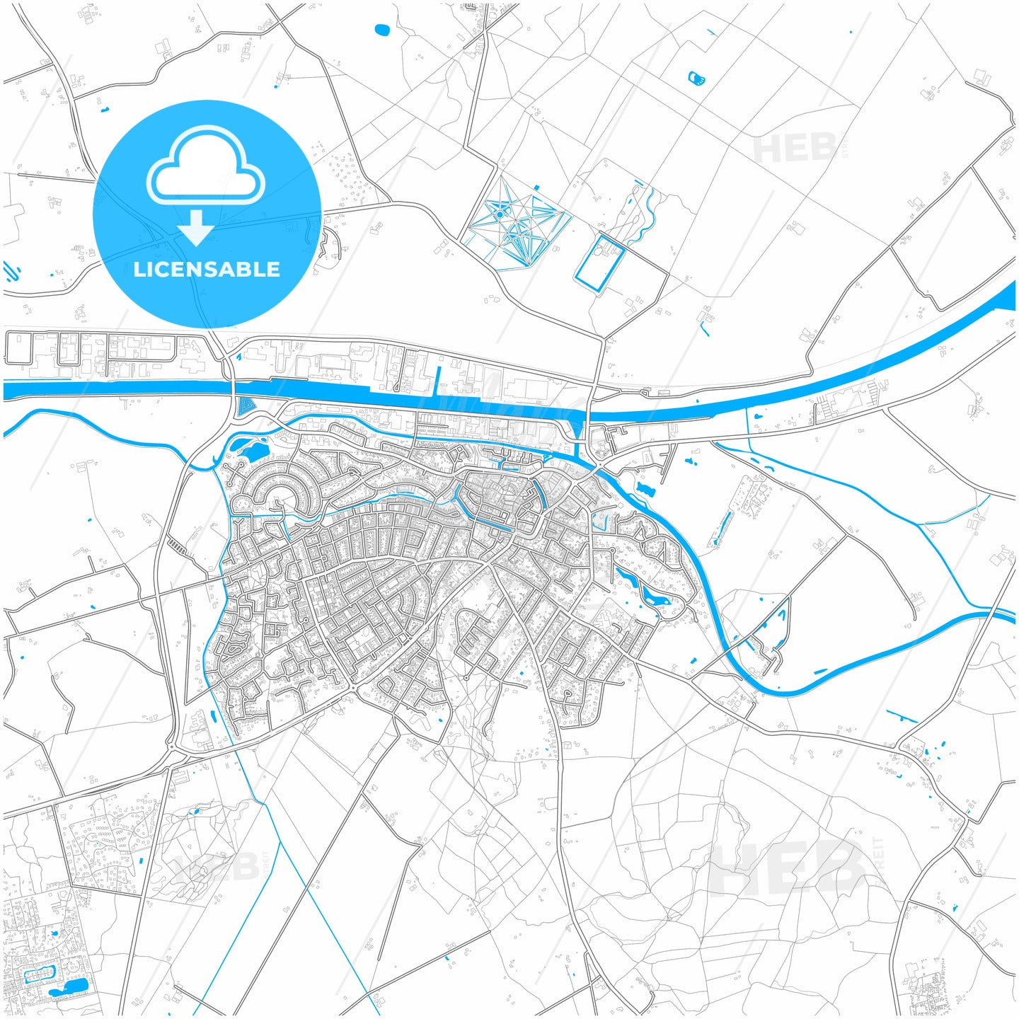 Lochem, Gelderland, Netherlands, city map with high quality roads.