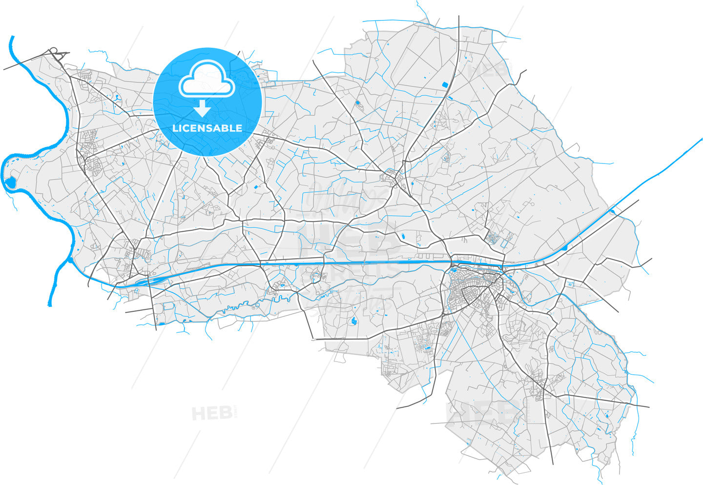 Lochem, Gelderland, Netherlands, high quality vector map