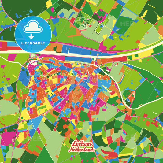 Lochem, Netherlands Crazy Colorful Street Map Poster Template - HEBSTREITS Sketches