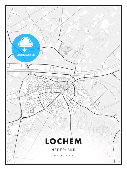 Lochem, Netherlands, Modern Print Template in Various Formats - HEBSTREITS Sketches