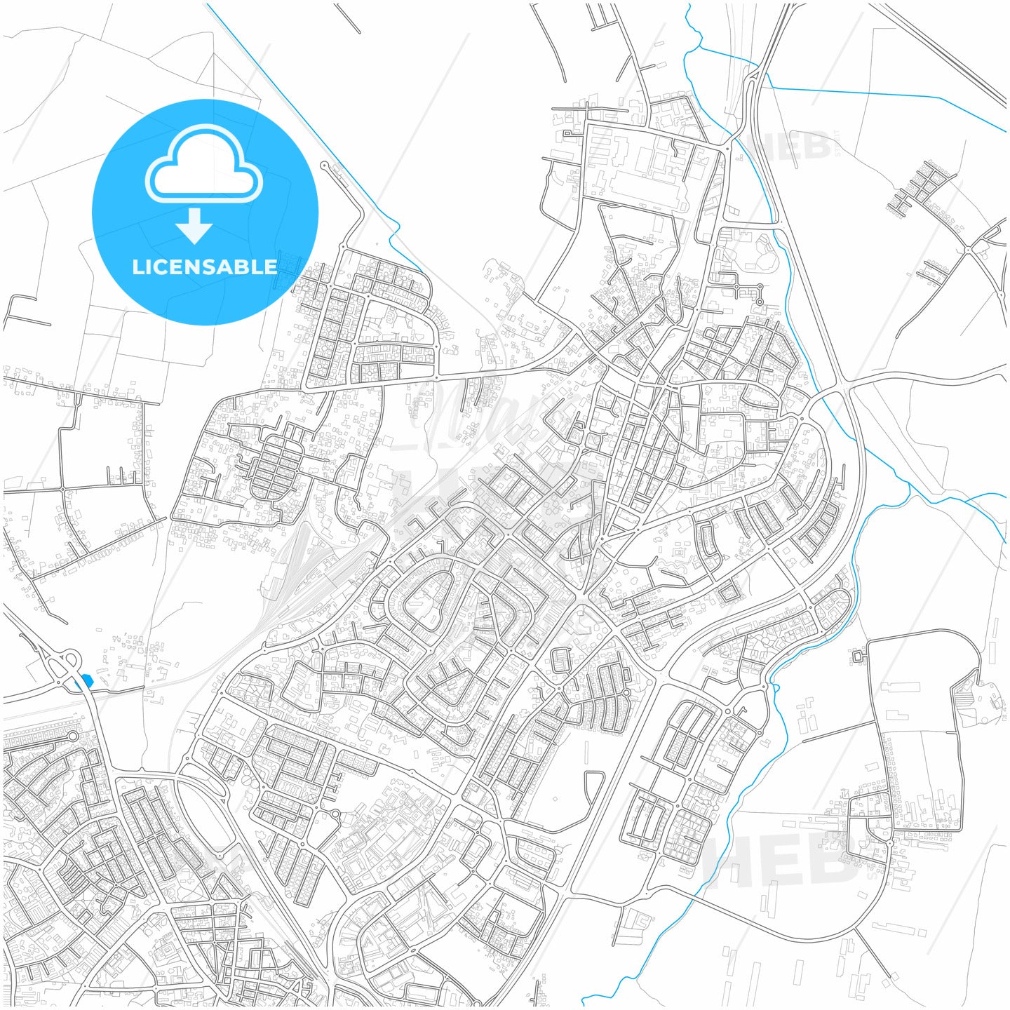 Lod, Center, Israel, city map with high quality roads.