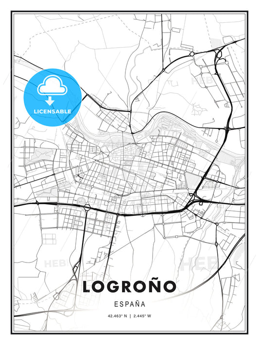 Logroño, Spain, Modern Print Template in Various Formats - HEBSTREITS Sketches