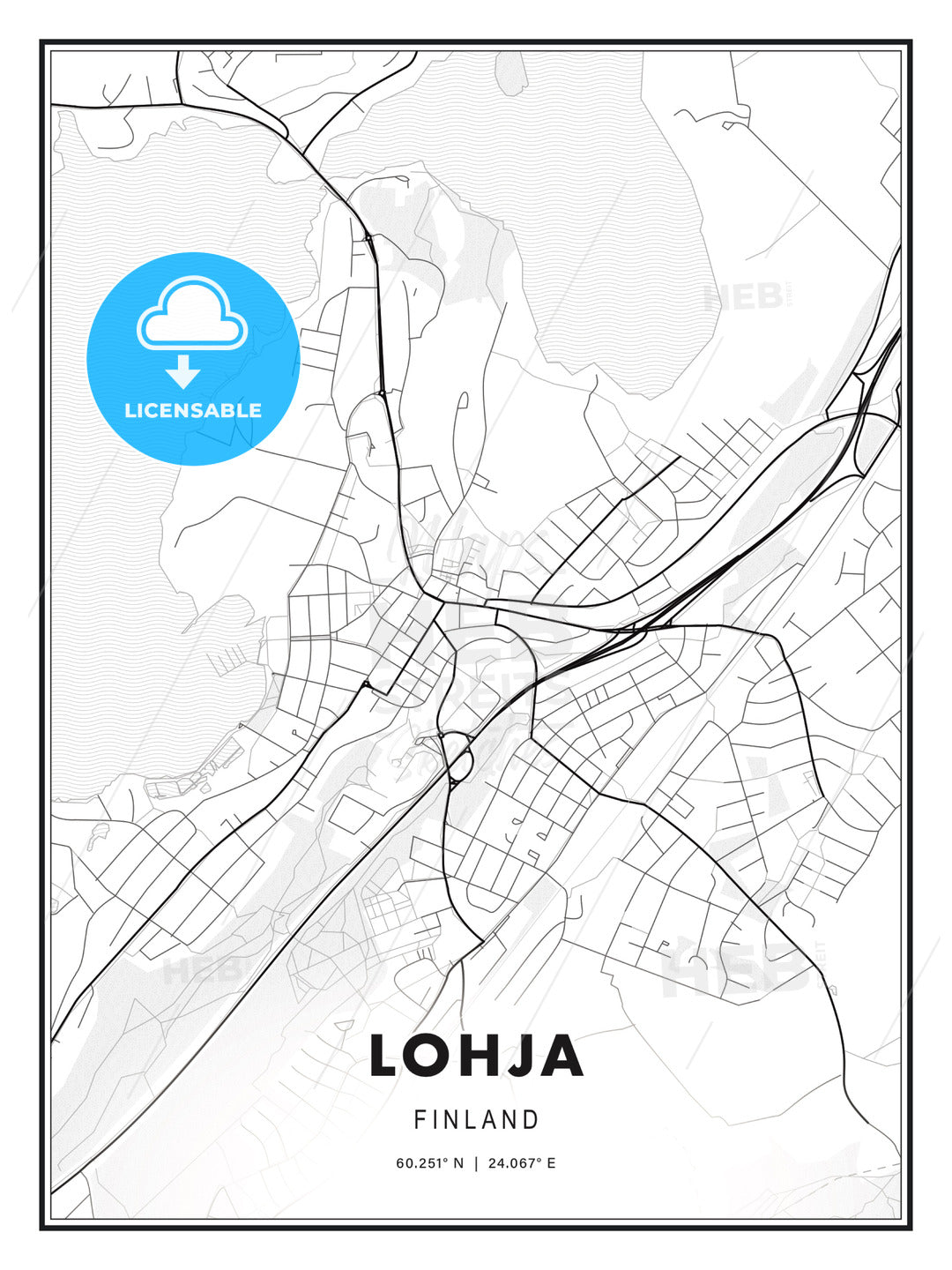 Lohja, Finland, Modern Print Template in Various Formats - HEBSTREITS Sketches