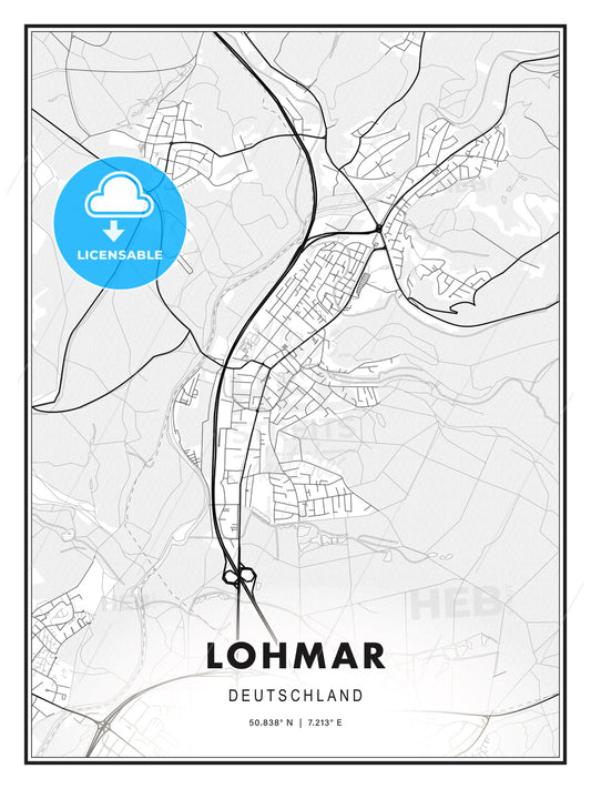 Lohmar, Germany, Modern Print Template in Various Formats - HEBSTREITS Sketches