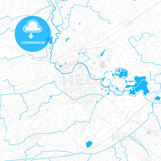 Lokeren, Belgium PDF vector map with water in focus