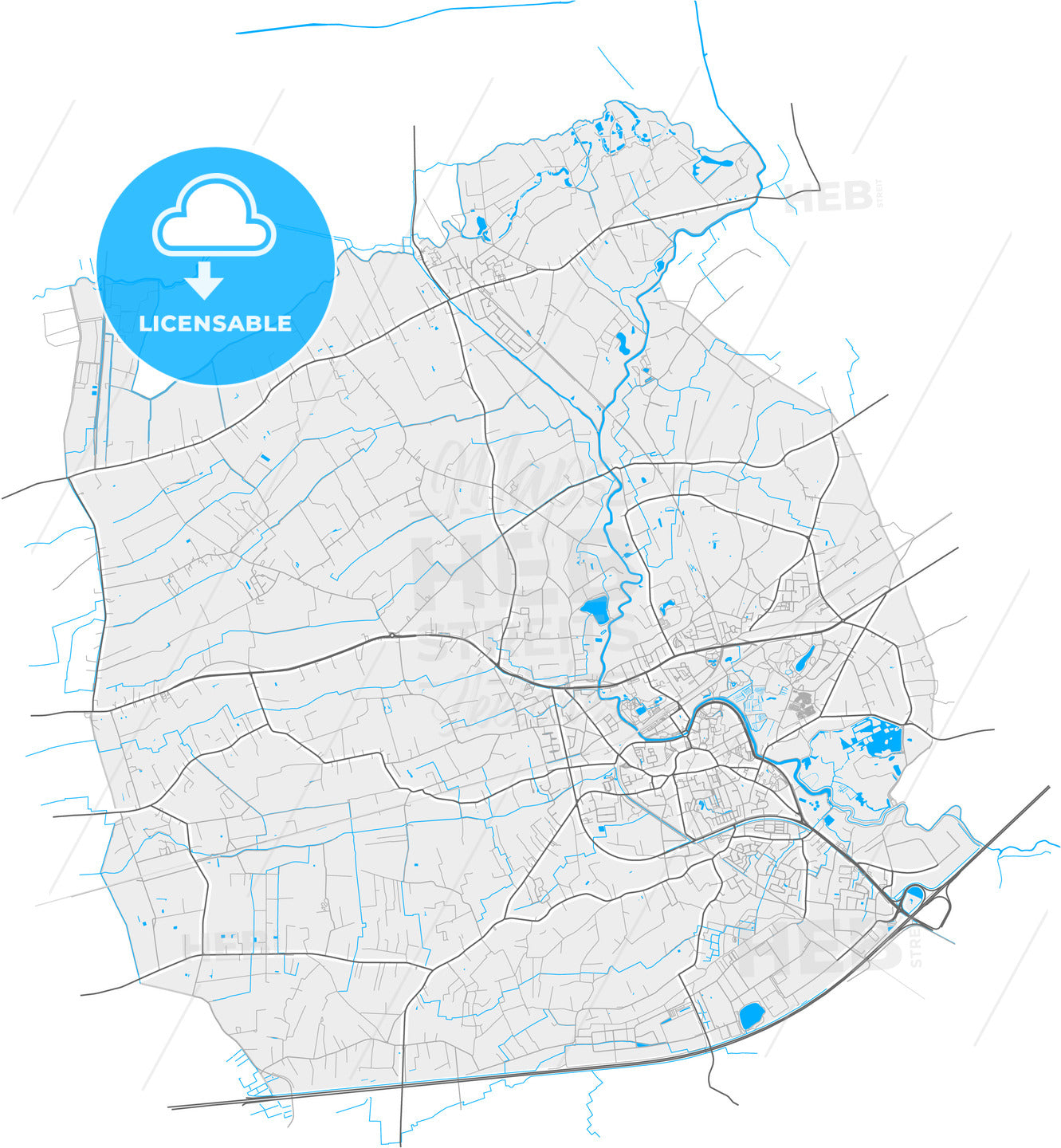 Lokeren, East Flanders, Belgium, high quality vector map