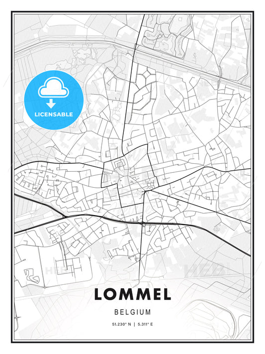 Lommel, Belgium, Modern Print Template in Various Formats - HEBSTREITS Sketches