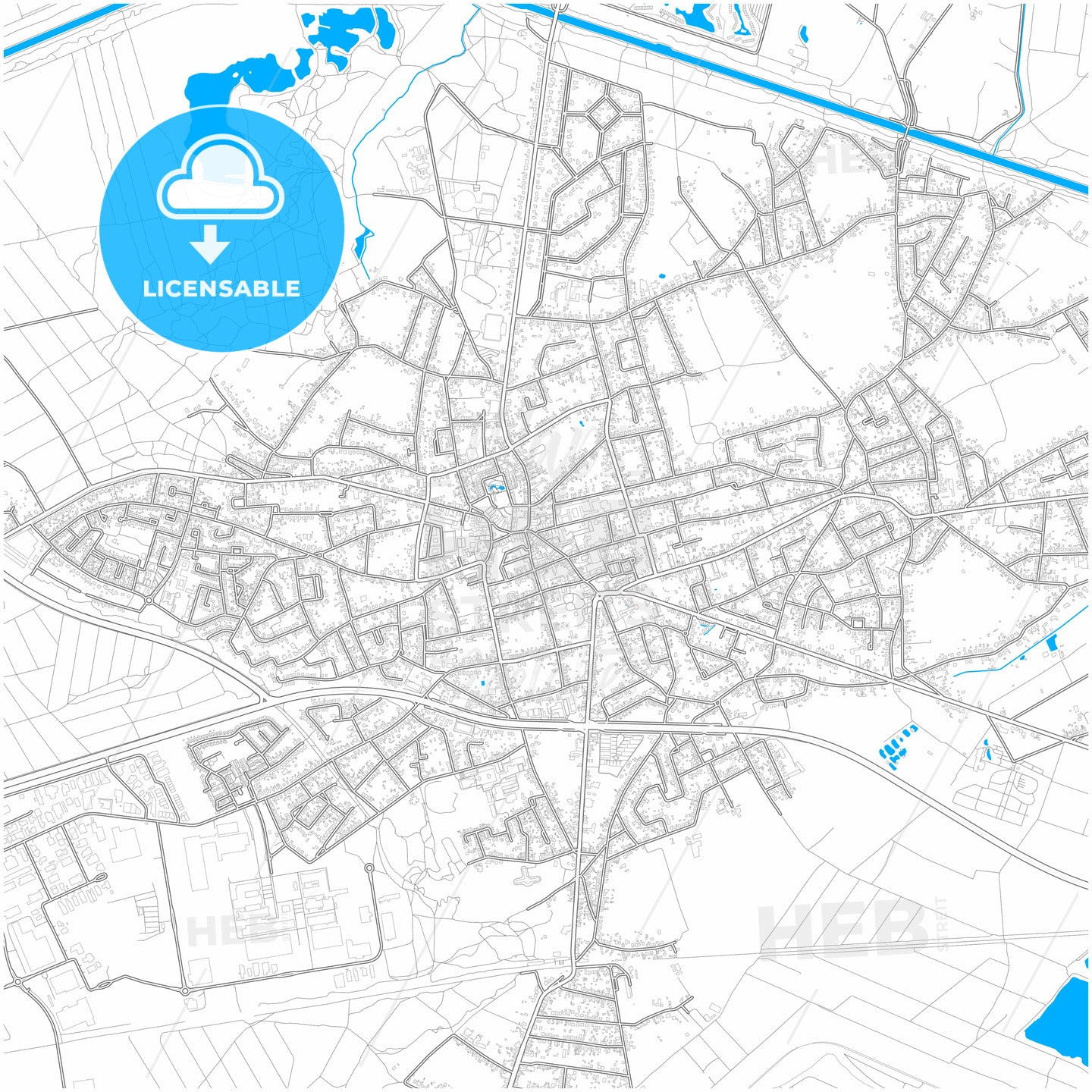 Lommel, Limburg, Belgium, city map with high quality roads.