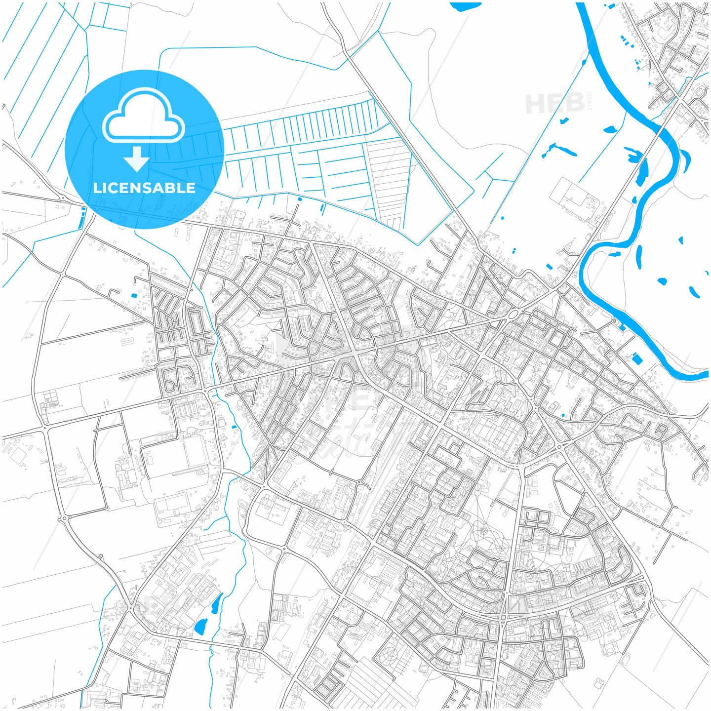 Łomża, Podlaskie, Poland, city map with high quality roads.