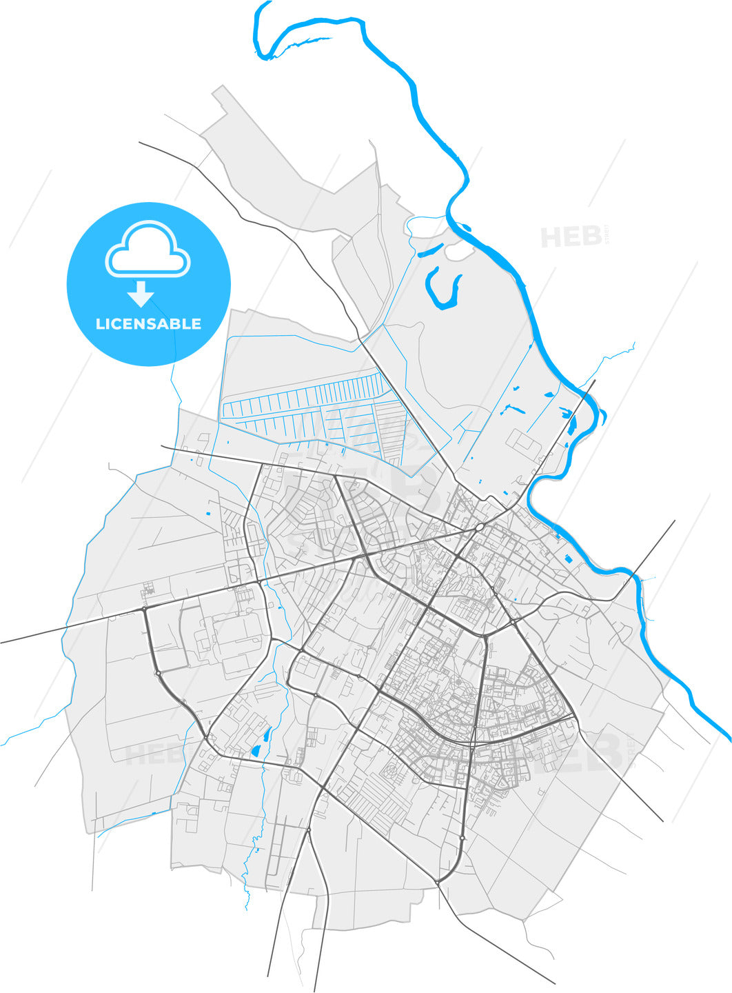 Łomża, Podlaskie, Poland, high quality vector map