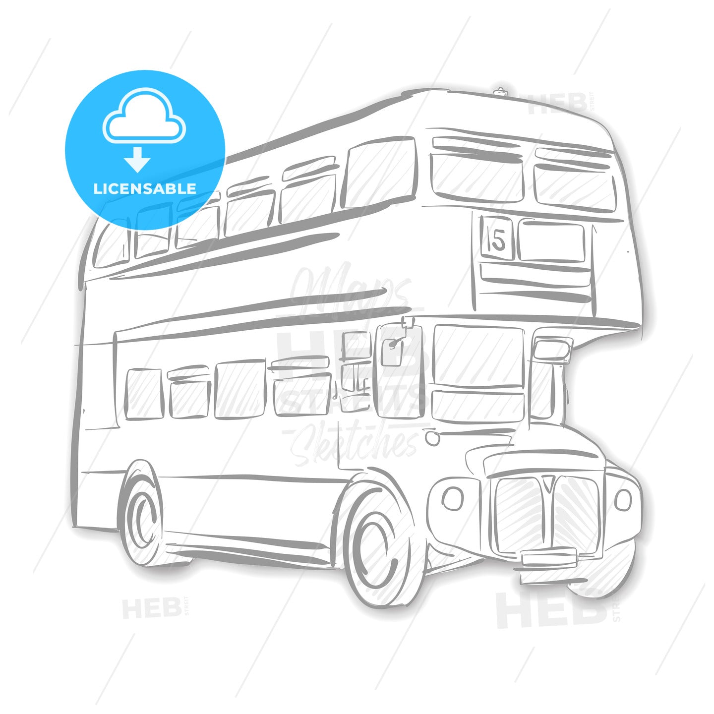 London Bus Black and White Sketch – instant download