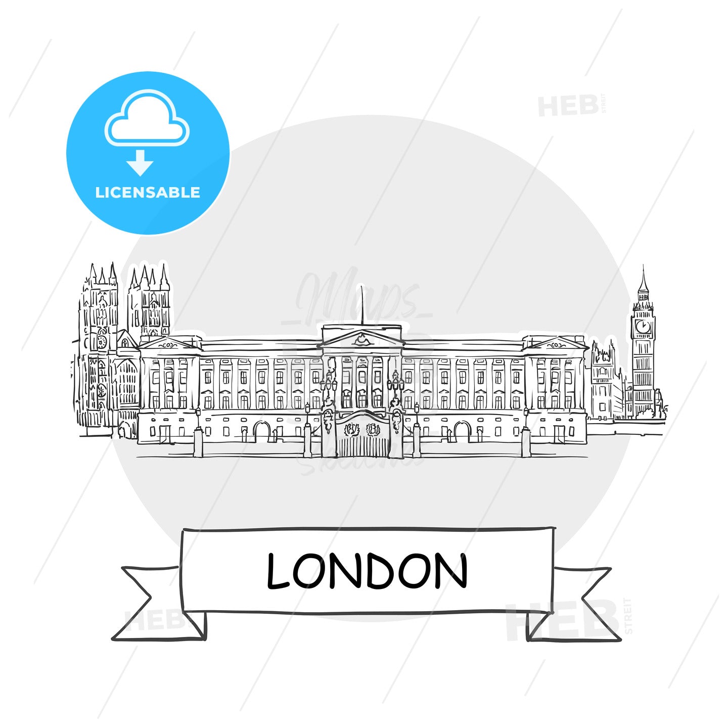 London Cityscape Vector Sign – instant download