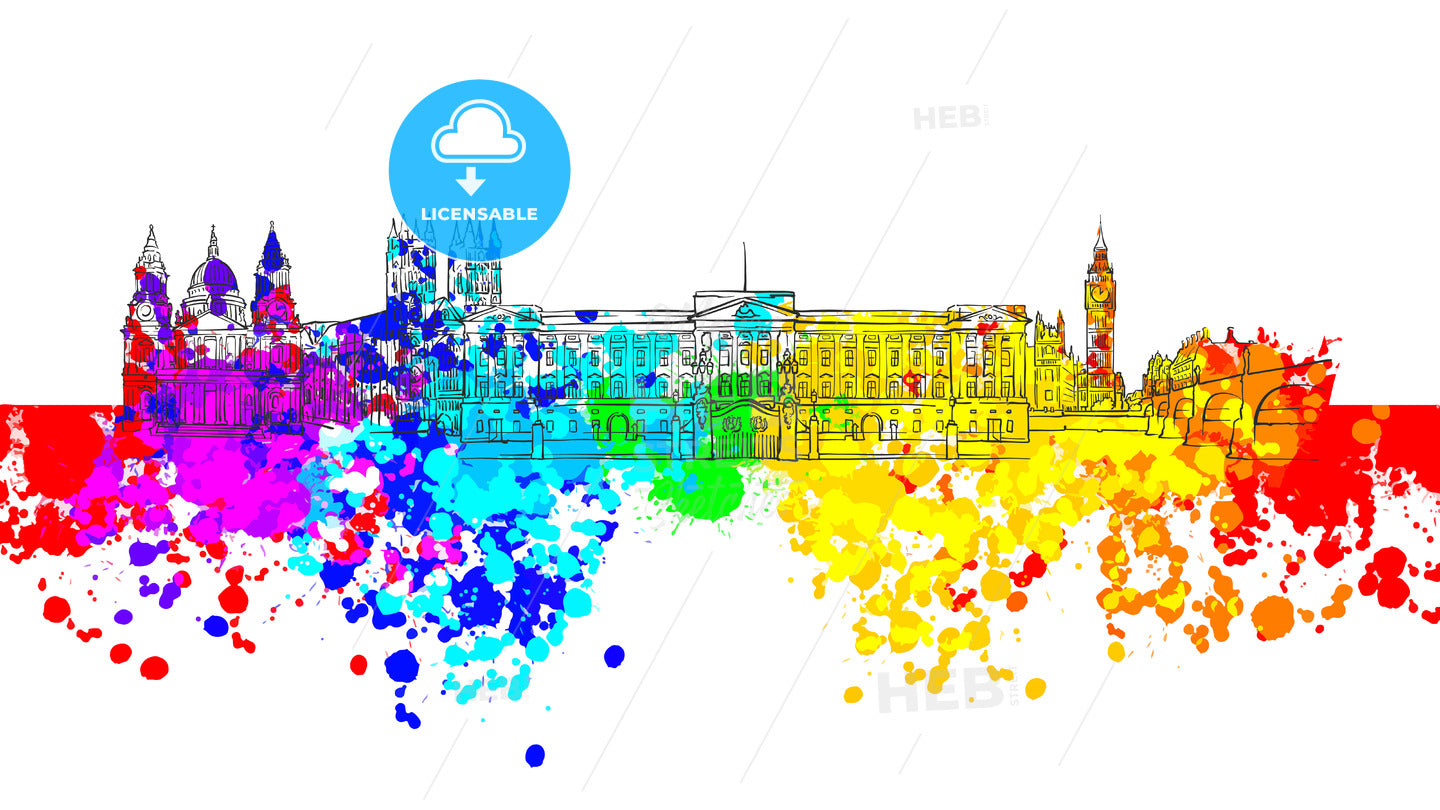 London Colorful Landmark Banner – instant download