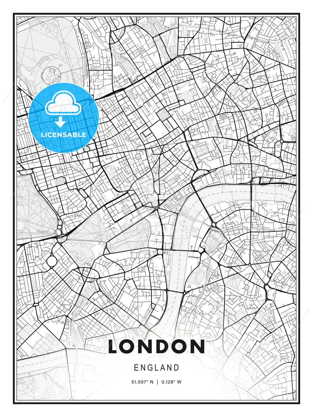 London, England, Modern Print Template in Various Formats - HEBSTREITS Sketches