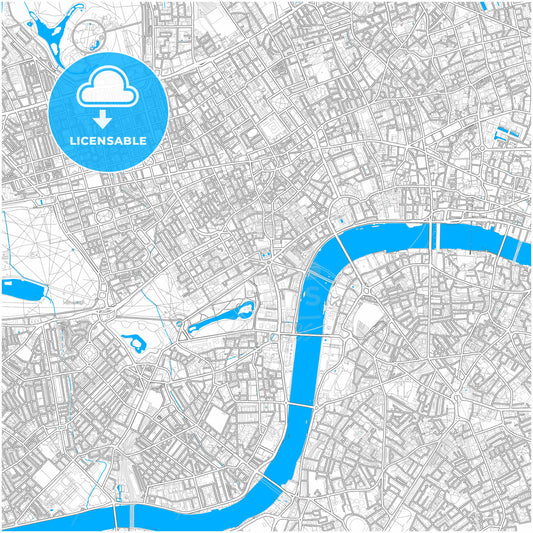 London, Greater London, England, city map with high quality roads.