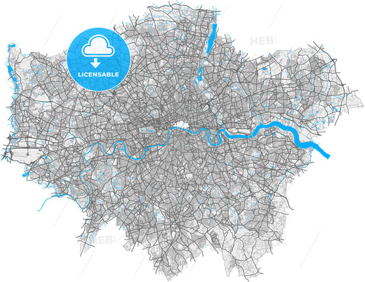London, Greater London, England, high quality vector map