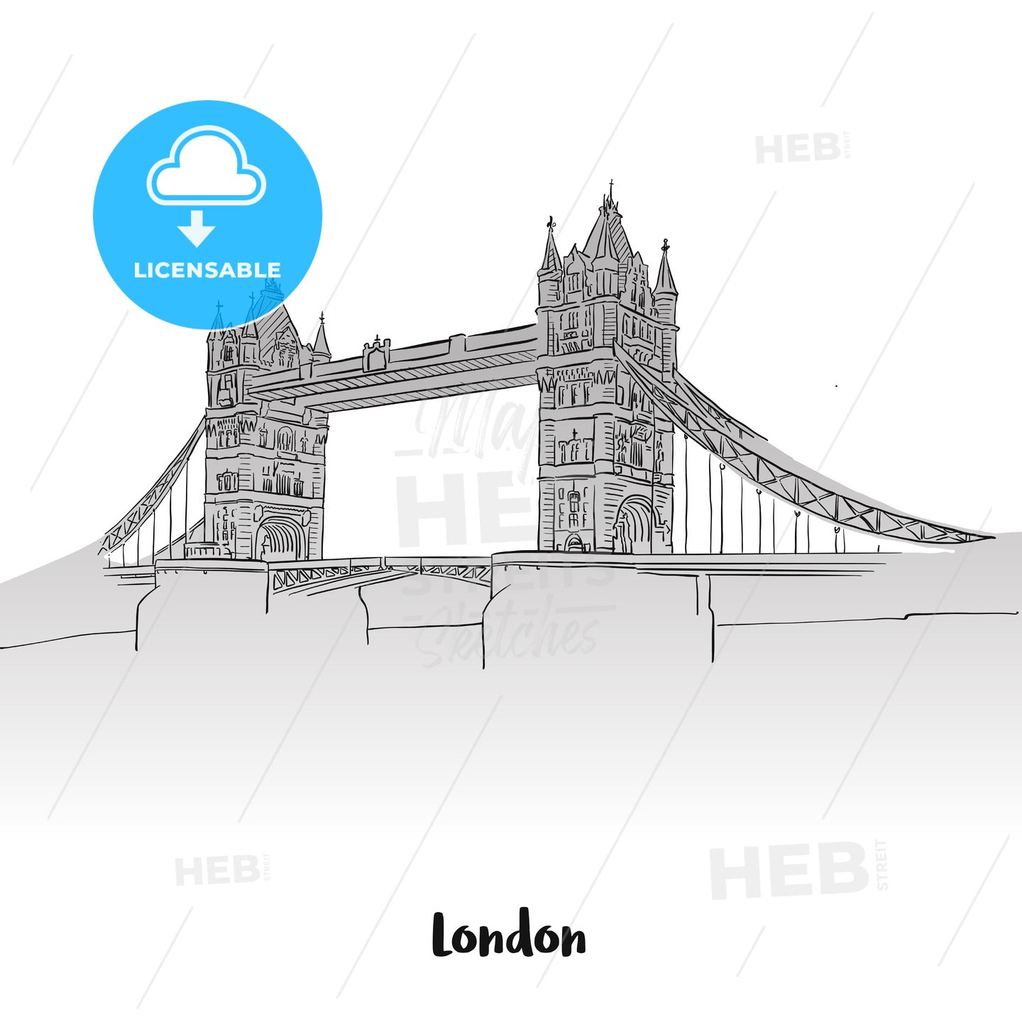 London Tower Bridge Greeting Card – instant download