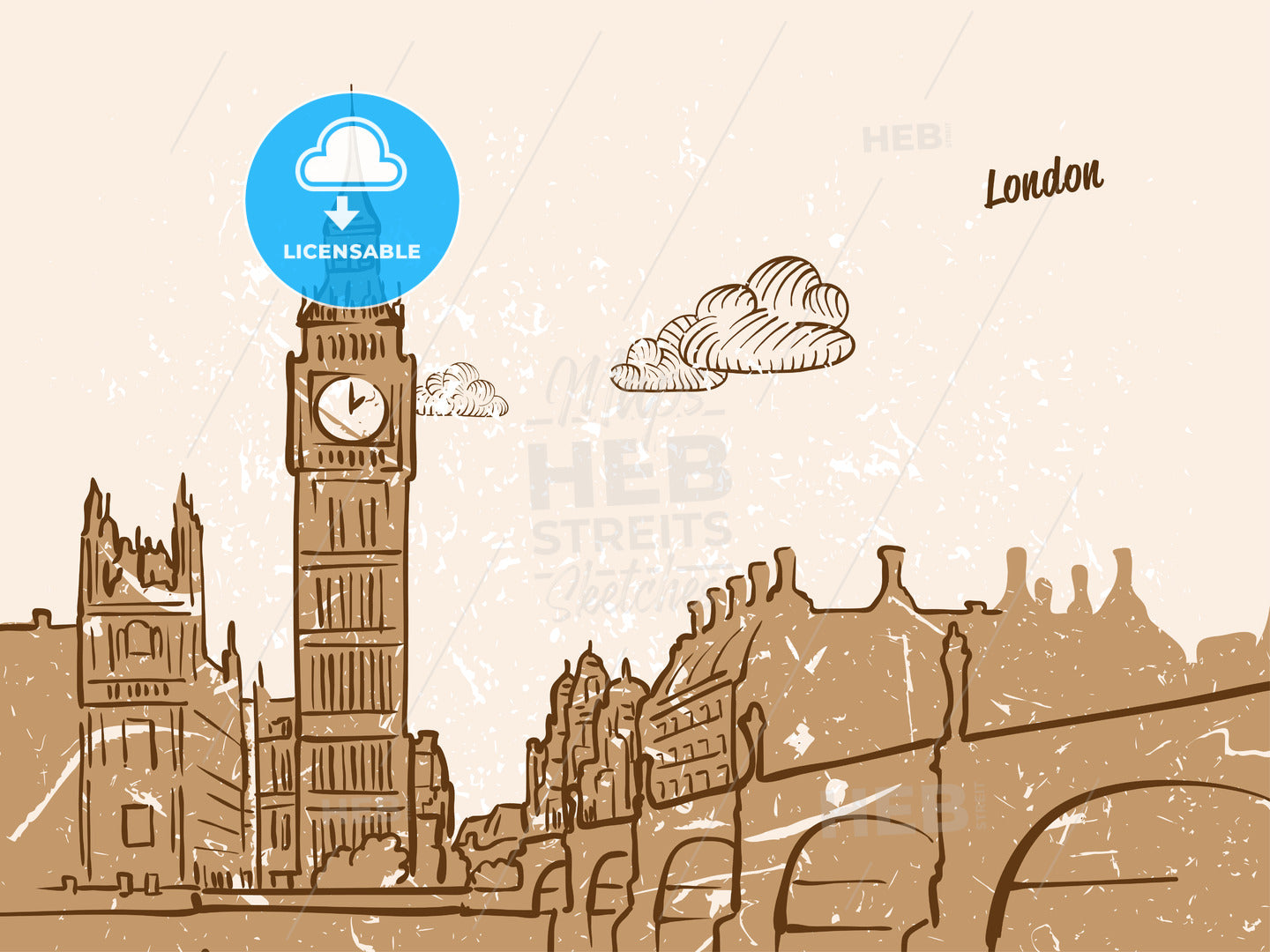 London, United Kingdom, Greeting Card – instant download