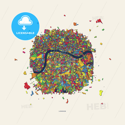 London United Kingdom colorful confetti map