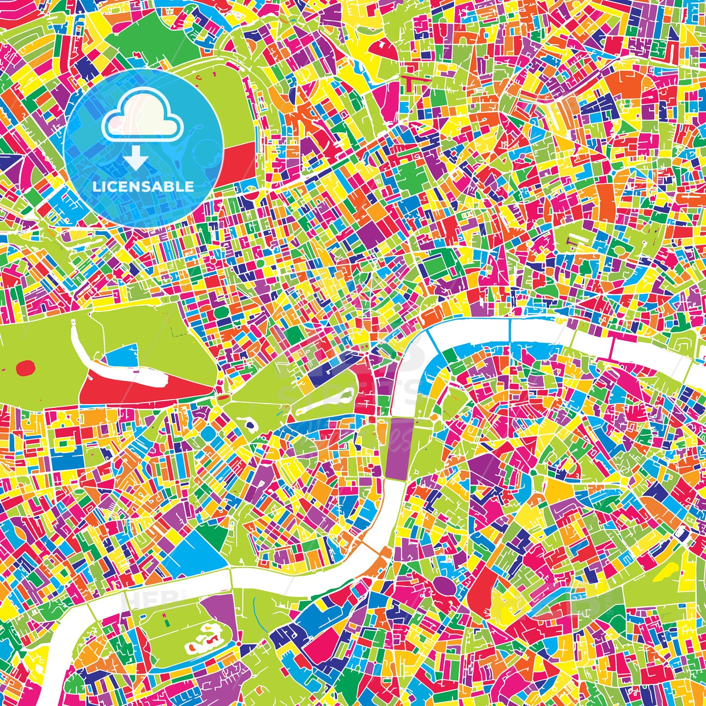 London, United Kingdom, colorful vector map