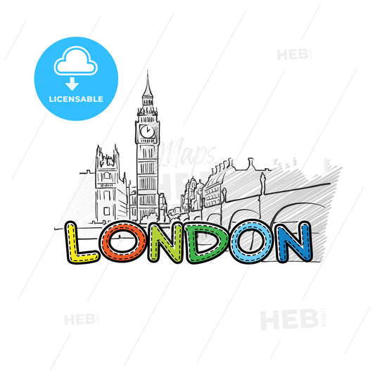 London beautiful sketched icon – instant download