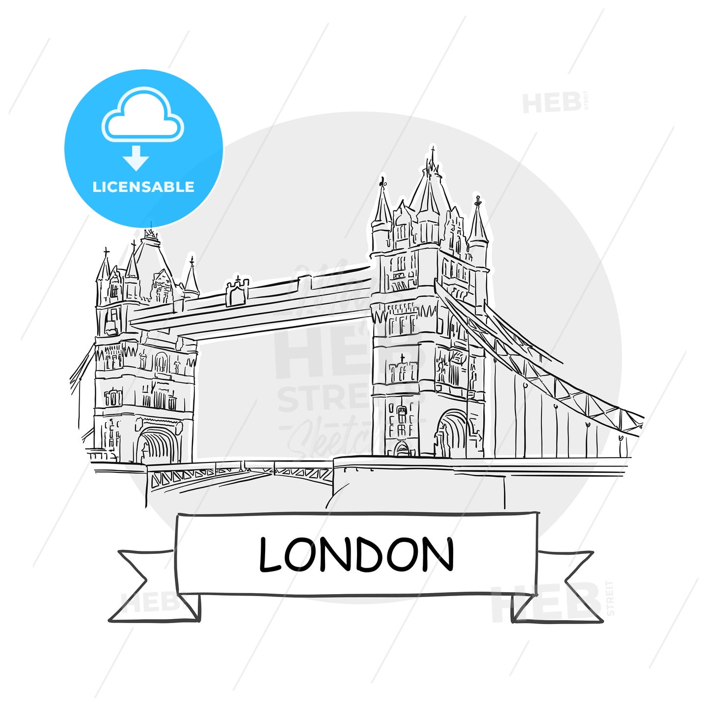London hand-drawn urban vector sign – instant download
