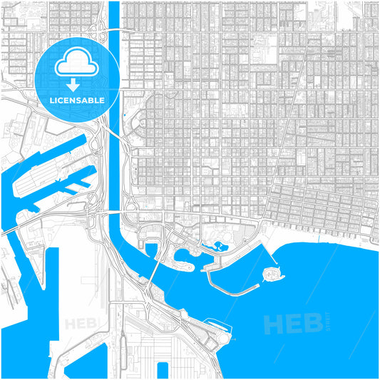 Long Beach, California, United States, city map with high quality roads.