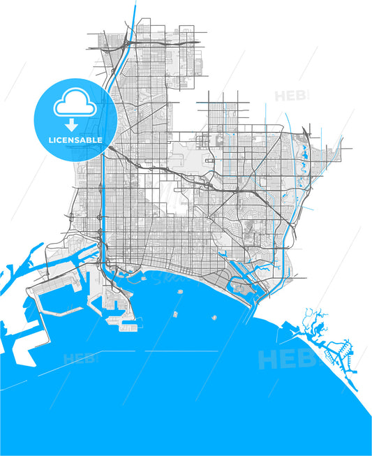 Long Beach, California, United States, high quality vector map